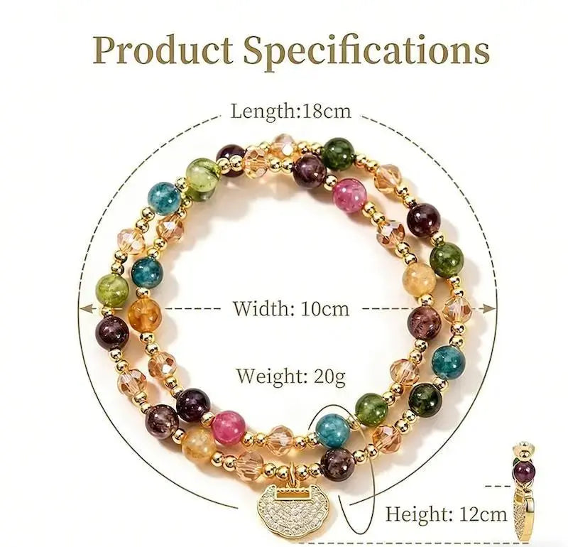 Double-Strand Natural Gemstone Bracelet – Wealth & Positive Energy, Luxury Unisex Jewelry