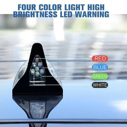 Antena de techo con aleta de tiburón para coche con energía solar y luz LED intermitente