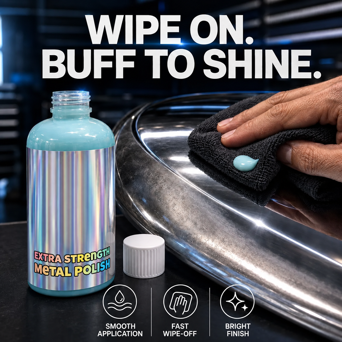 🚗All-in-one Metal Polish Kit – 16oz High-Performance Cleaner with Microfiber & Denim Rags