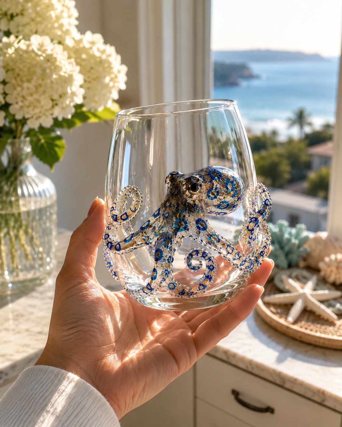 🌊 Colección de cristalería artesanal de animales marinos 3D | Para sorbos más frescos, detalles que capturan la luz del sol, elegancia costera y un ambiente de bar en casa elevado ✨