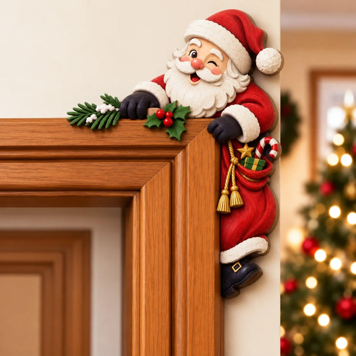 🎅 Christmas Peekaboo Door Frame Corner Decor