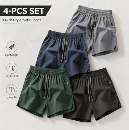 🔥🎁Ice Silk Quick-Dry Athletic Gym Shorts 4-Piece Pack – Unrestricted Breathable Comfort