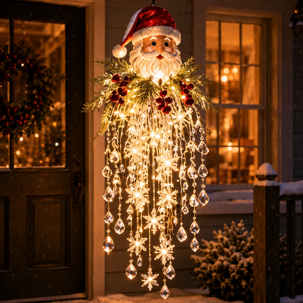 Hanging Snowflake and Crystal LED Porch Decoration ✨❄️