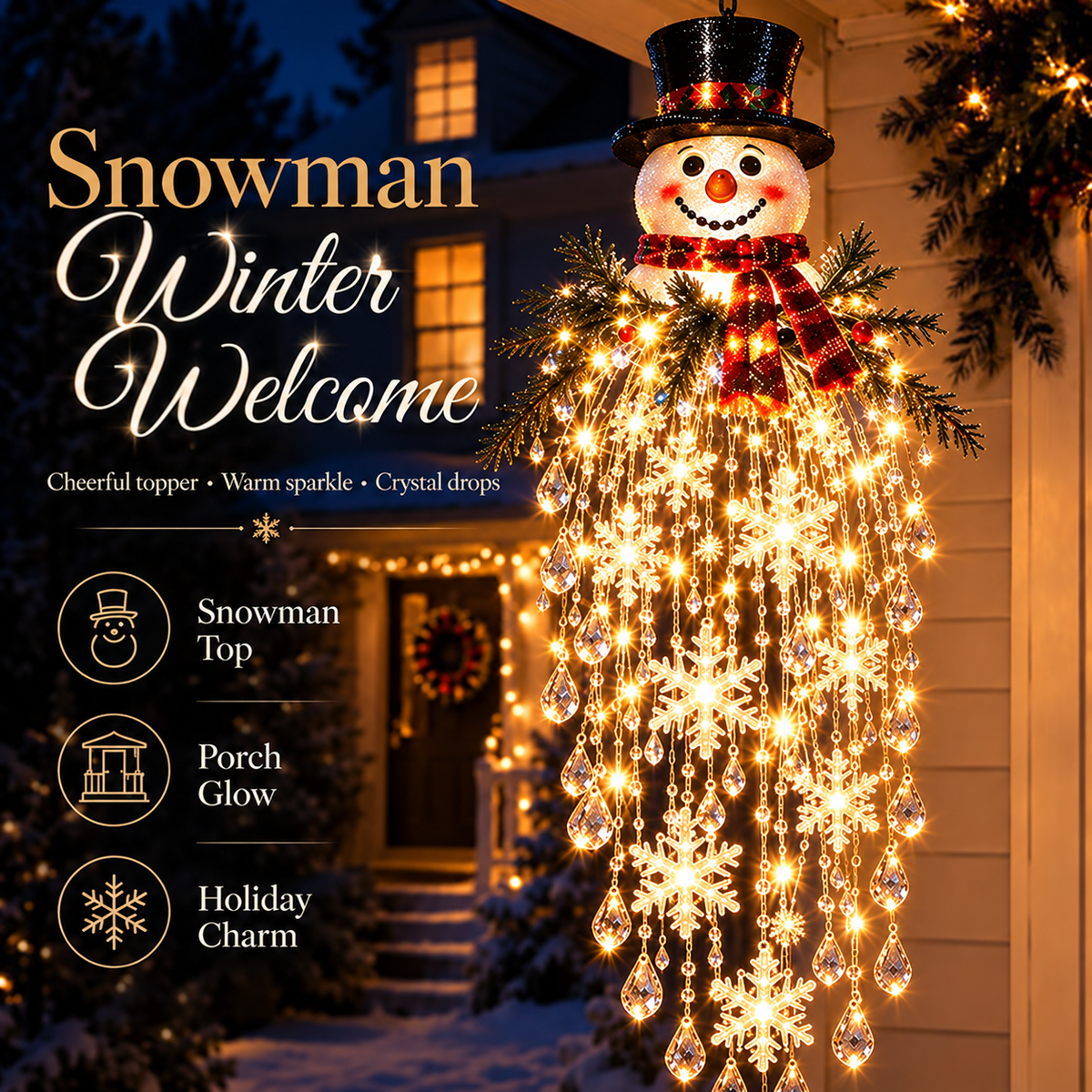 Hanging Snowflake and Crystal LED Porch Decoration ✨❄️