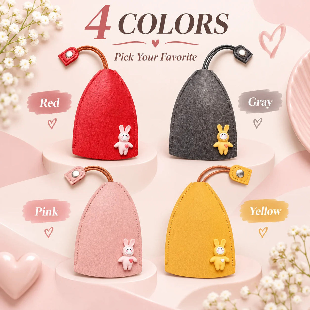 Cute Cartoon Pull-out Leather Car Key Pouch & Organizer 🐰✨