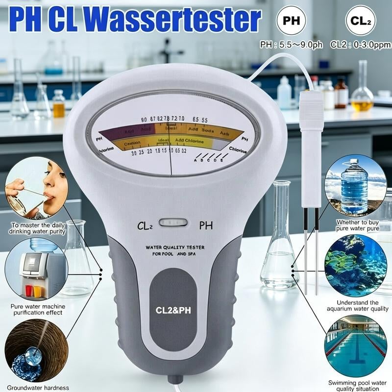 🔬💧 pH & Cl2 Chlorine Tester! Precise Measurement of pH & Chlorine in Pool – Simple, Fast, Reliable. 🔥🏊