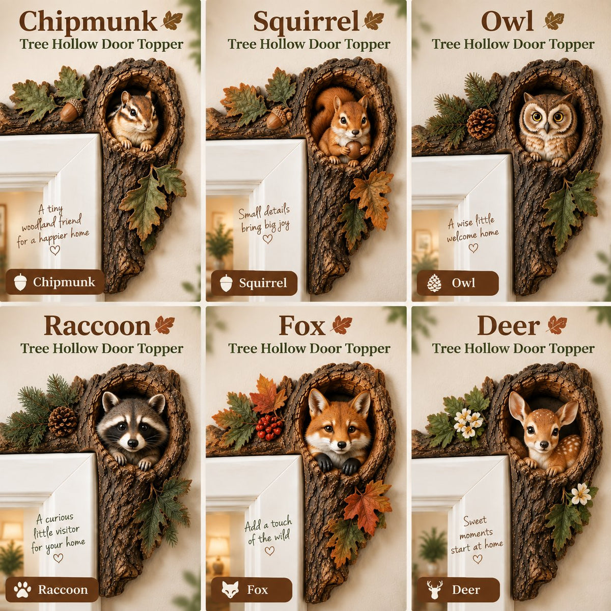 ⏰Limited Time 50% OFF 🐿️ 2D Chipmunk Tree Hollow Door Topper | Woodland Animal Doorway Decor For Cozy Nature Homes