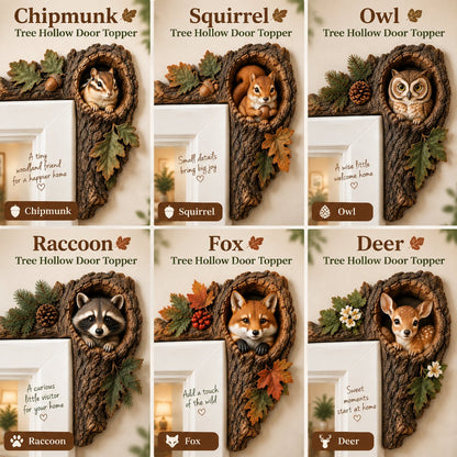 ⏰Limited Time 50% OFF 🐿️ 2D Chipmunk Tree Hollow Door Topper | Woodland Animal Doorway Decor For Cozy Nature Homes