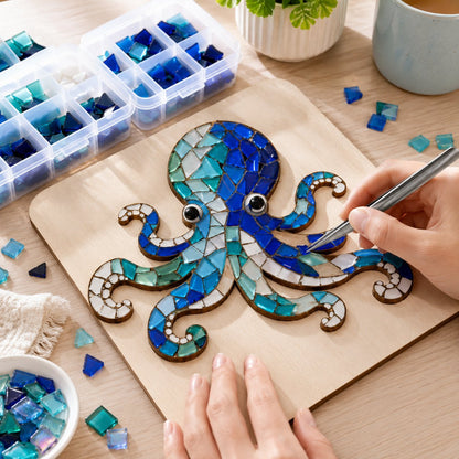 🔥 ÚLTIMO DÍA 49% DE DESCUENTO – 🌊 Kit de Mosaico de Pulpo | Artesanía de Vidrio DIY para Principiantes con Instrucciones Paso a Paso