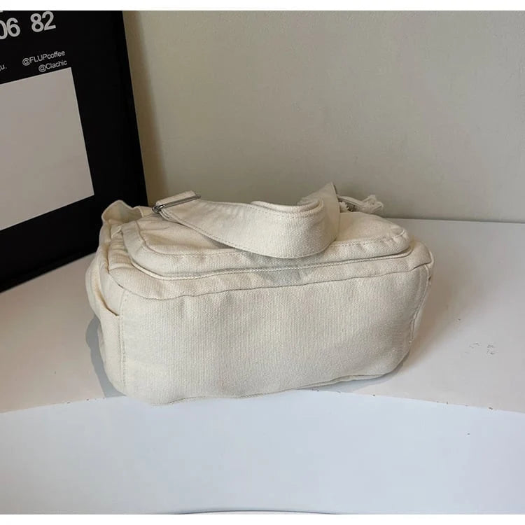 👜✨ Distressed Canvas Messenger Bag – Multi-Zipper Layered Design, Wide Adjustable Strap