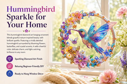 💥 Hummingbird Diamond Art Hanging Ornament Kit – Sparkling DIY Window Ornament 🐦✨