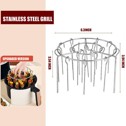 Rejilla para brochetas de freidora de aire con 24 brochetas verticales de acero inoxidable
