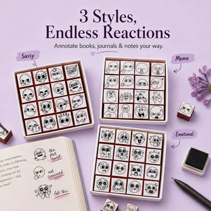 📚 Expression Reaction Stamp Set – Cute Book Annotation Stamps for Readers & Journaling