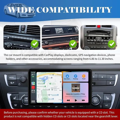 360° Rotating CD Slot Car Mount – Triangle Stable Holder for CarPlay Screens, GPS & Dashcams
