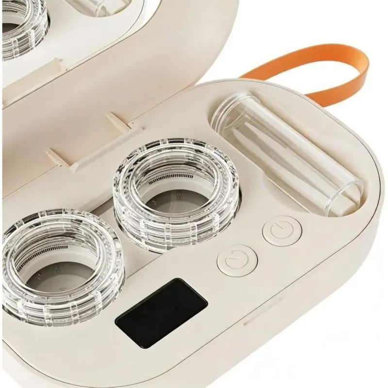 Ultrasonic Rechargeable Contact Lens Cleaner with Vanity Mirror
