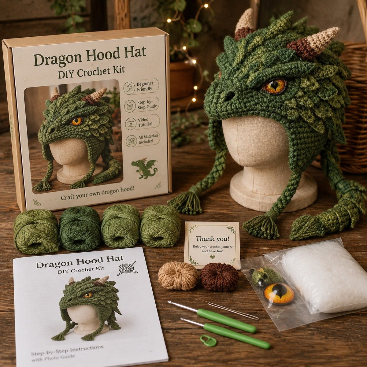 🔥Limited Time 50% OFF - 🧵Fantasy Hood Hat DIY Crochet Kit – Create Your Own Magical Wearable Character Hat