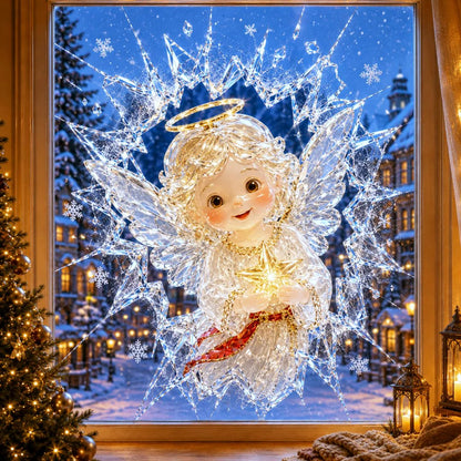 🔥Limited time 49% OFF -✨🎄19.7'' Crystal Christmas Break-In Window Decal — Shattered-Glass Holiday Window Decoration