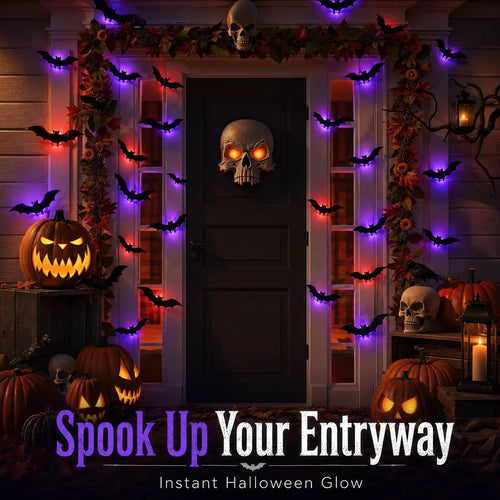 3D LED Glowing Bat Wall Decorations – Halloween Flying Bat Swarm Set