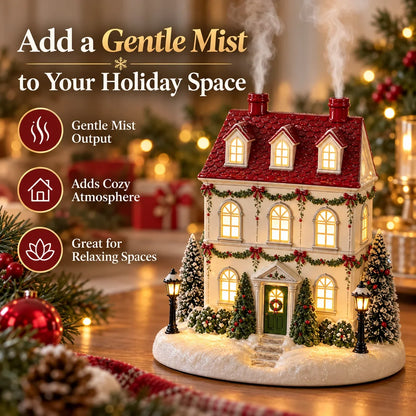 🎄 Christmas House Aroma Diffuser – Warm Light & Gentle Mist Holiday Decor