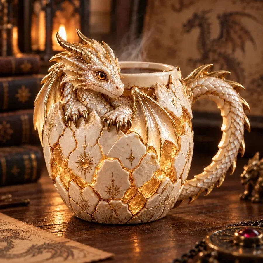 🐉🥚Dragon Egg Fantasy Sculpted Mug | 14oz Resin Coffee Cup for Dragon Lovers