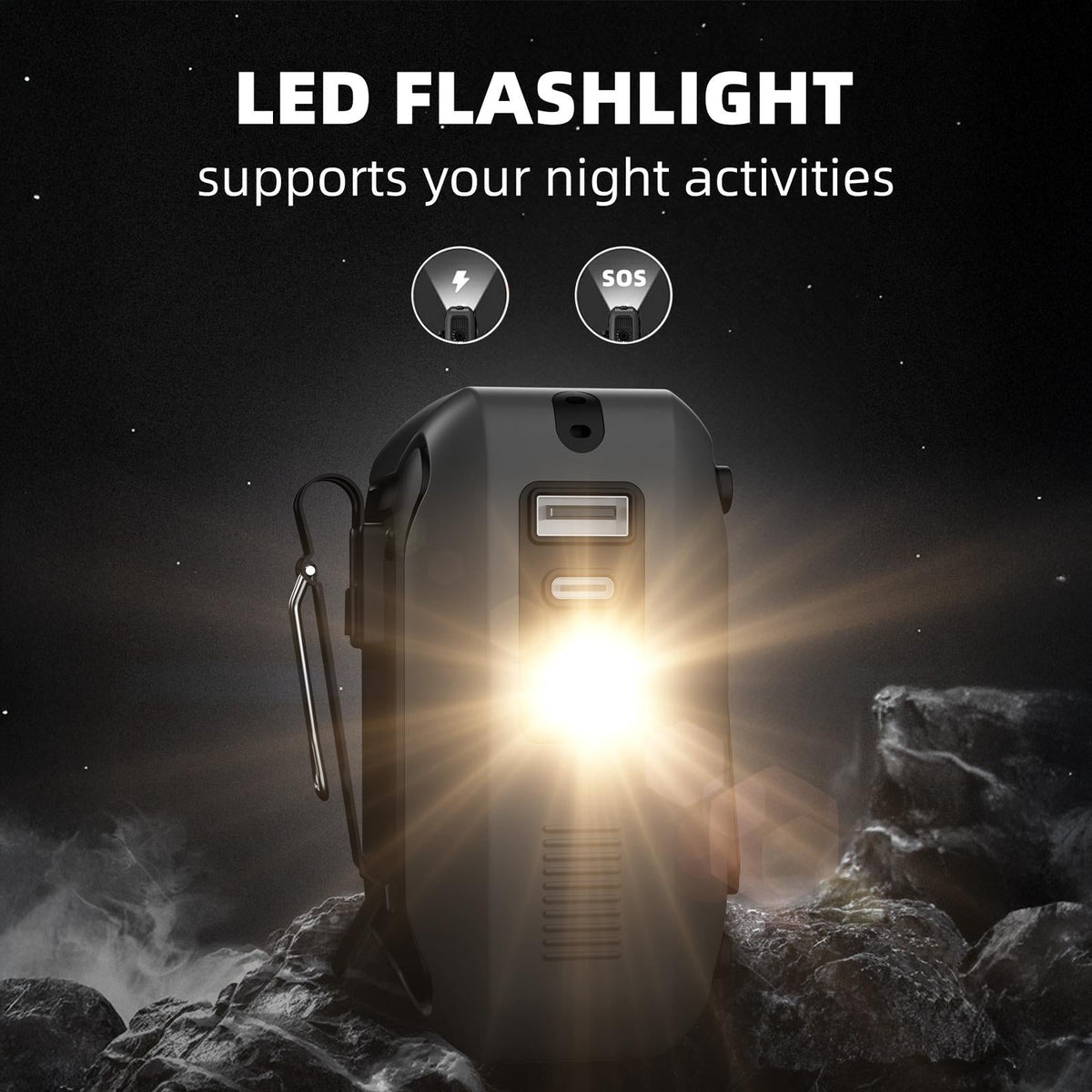 💨 5-in-1 Portable Waist Fan with 14500mAh PowerBank – High-Speed Outdoor Cooling Fan