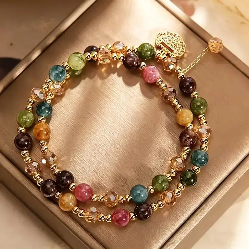 Double-Strand Natural Gemstone Bracelet – Wealth & Positive Energy, Luxury Unisex Jewelry