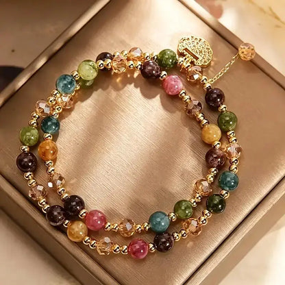 Double-Strand Natural Gemstone Bracelet – Wealth & Positive Energy, Luxury Unisex Jewelry