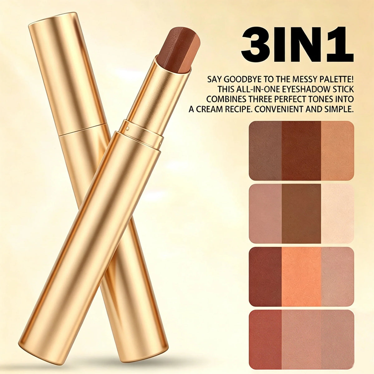 ✨ 3-in-1 Eyeshadow Stick – Waterproof Long-Wear Shimmer Eye Makeup