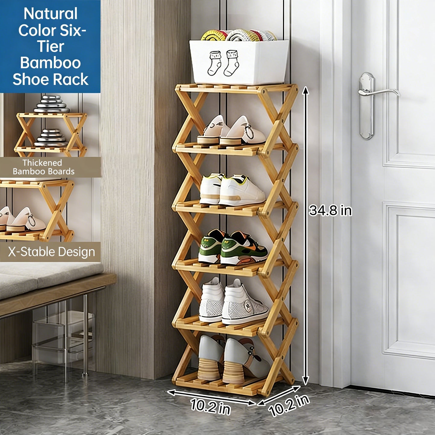 The 9-Tier No-Assembly Bamboo Rack !✨👟