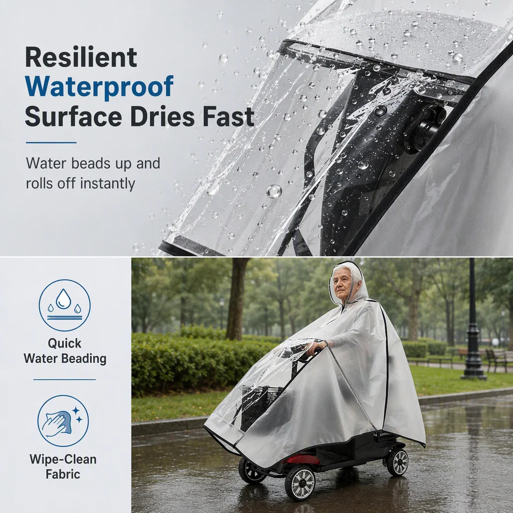 Thickened Extra Large Waterproof PVC Cover and Poncho for Senior Mobility Scooters and Four Wheel Electric Vehicles