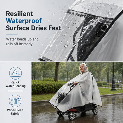 Thickened Extra Large Waterproof PVC Cover and Poncho for Senior Mobility Scooters and Four Wheel Electric Vehicles