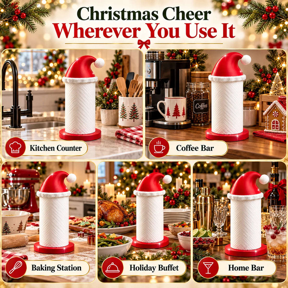 Santa Hat Christmas Paper Towel Holder