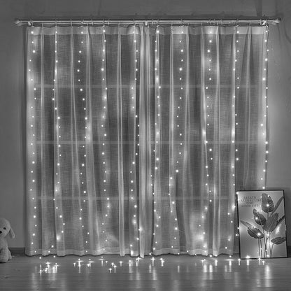 300 LED Curtain Lights – 9.8FT × 9.8FT, 8 Modes, Remote Controlled