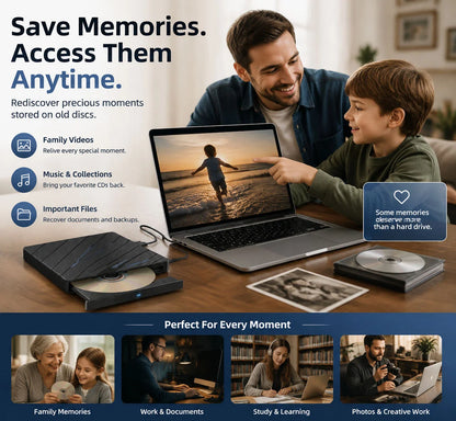 🔥 All-in-One External DVD Drive – Read, Burn, Transfer & Expand Your Laptop Connections
