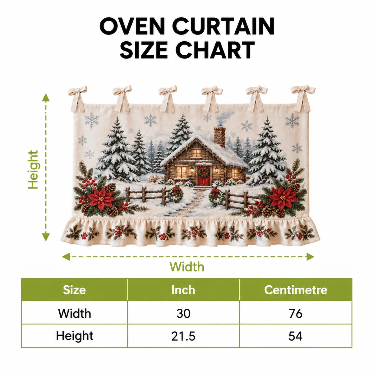 🎅🍪 Santa’s Christmas Bakery Oven Curtain – Cozy Plaid Holiday Kitchen Decor