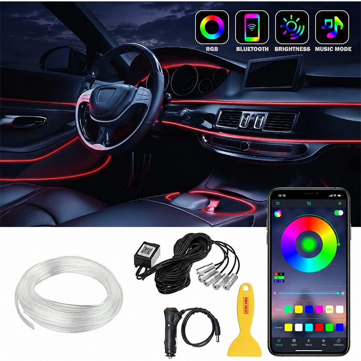🎁2026 New Arrivals 50% OFF💥 Car Interior LED Strip Atmosphere Lights Pro – Add a Custom Glow to Your Cabin, Easy to Fit & Great for Evening Drives 💡