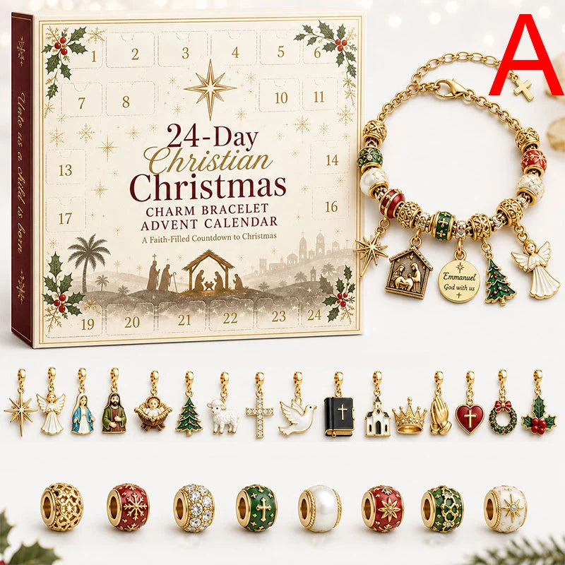 🔥LAST DAY 50% OFF - 24-Day Christian Christmas Charm Bracelet Advent Calendar
