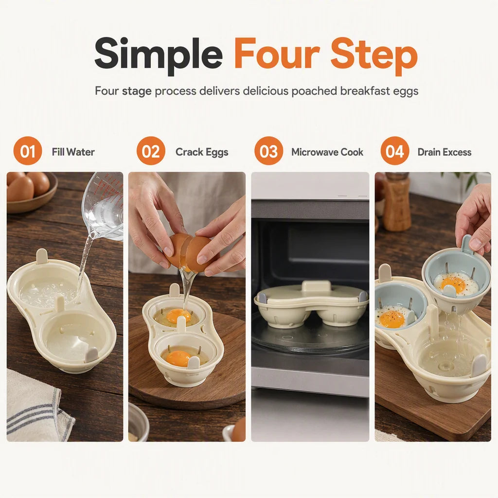 🍳 Microwave Double Egg Poacher - Fast Mess-Free Breakfast Maker 🥚