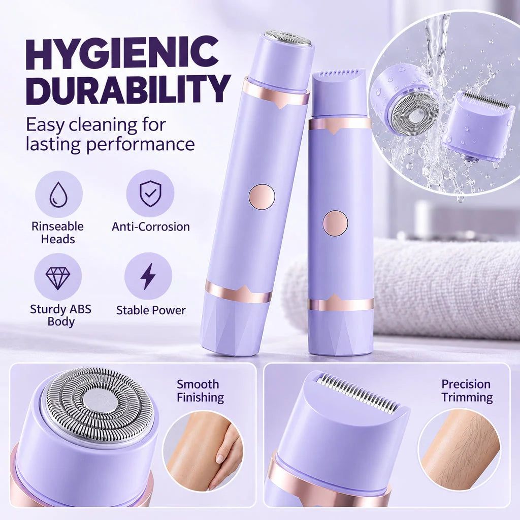 Portable Electric Hair Remover for Women Dual Head Body Shaver and Bikini Hair Trimmer