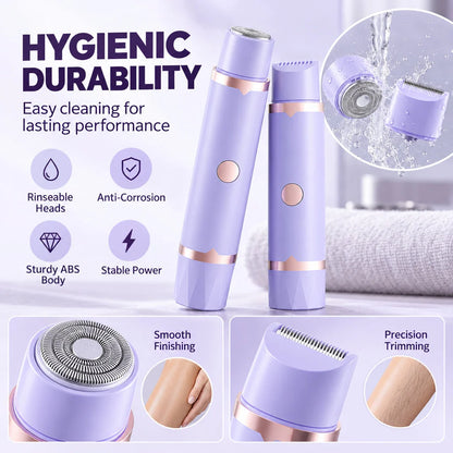 Portable Electric Hair Remover for Women Dual Head Body Shaver and Bikini Hair Trimmer