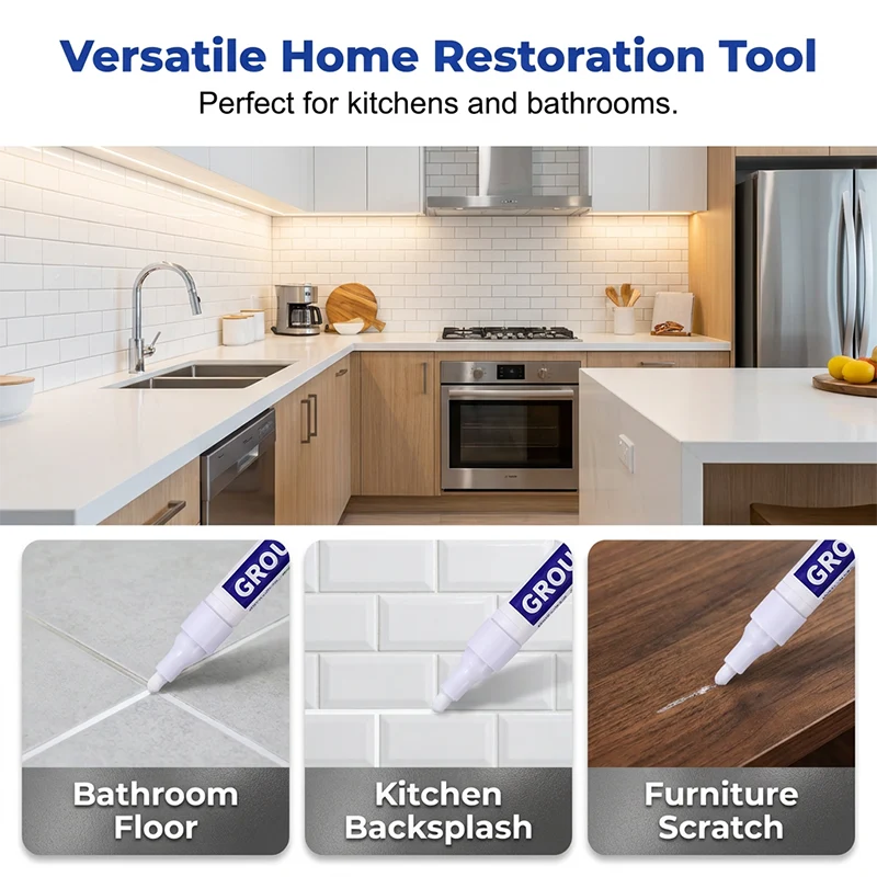 🥳2026 HOT SALE🥳💞50K+ SOLD! 🧱🖊️ 50% OFF! Grout Restorer Pen – instantly covers dirty, black grout lines. Fast-drying, waterproof & precision nib for a clean fresh look! ✨✅
