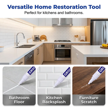 🥳2026 HOT SALE🥳💞50K+ SOLD! 🧱🖊️ 50% OFF! Grout Restorer Pen – instantly covers dirty, black grout lines. Fast-drying, waterproof & precision nib for a clean fresh look! ✨✅