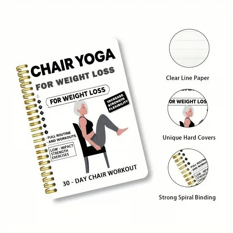 🔥30-Day Chair Yoga Weight Loss Spiral Notebook & Exercise Guide