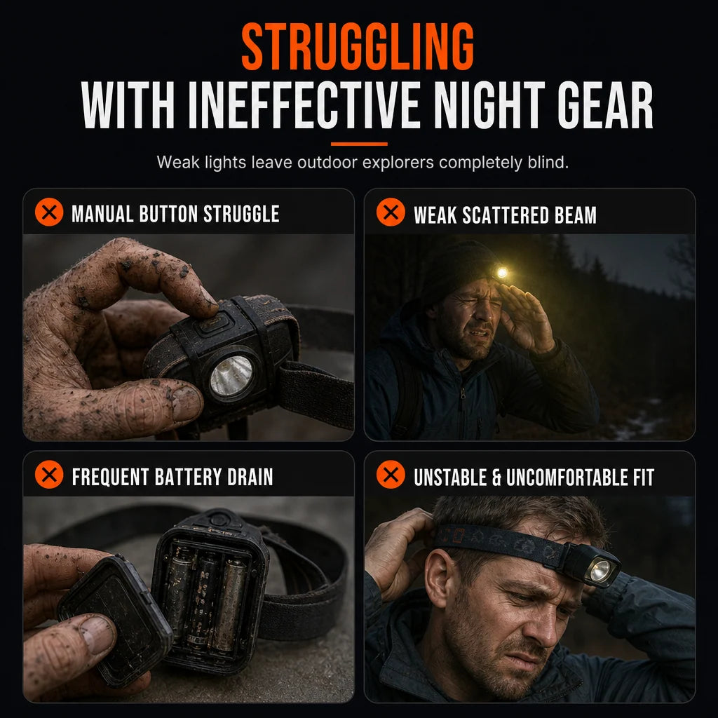 Rechargeable Super Bright  LED Headlamp with Motion Sensor