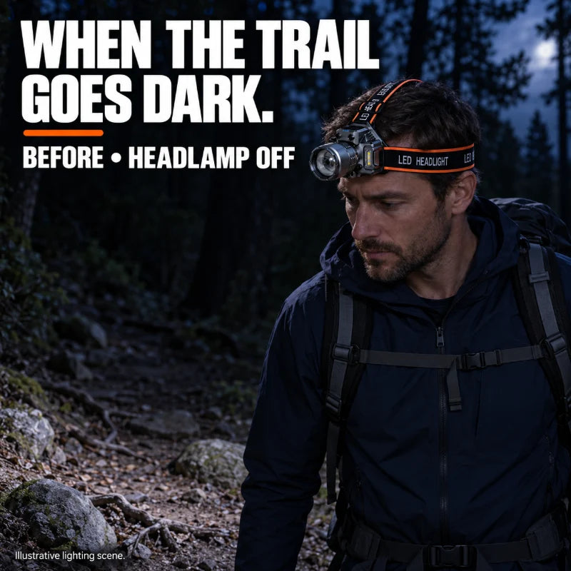 Rechargeable Super Bright  LED Headlamp with Motion Sensor