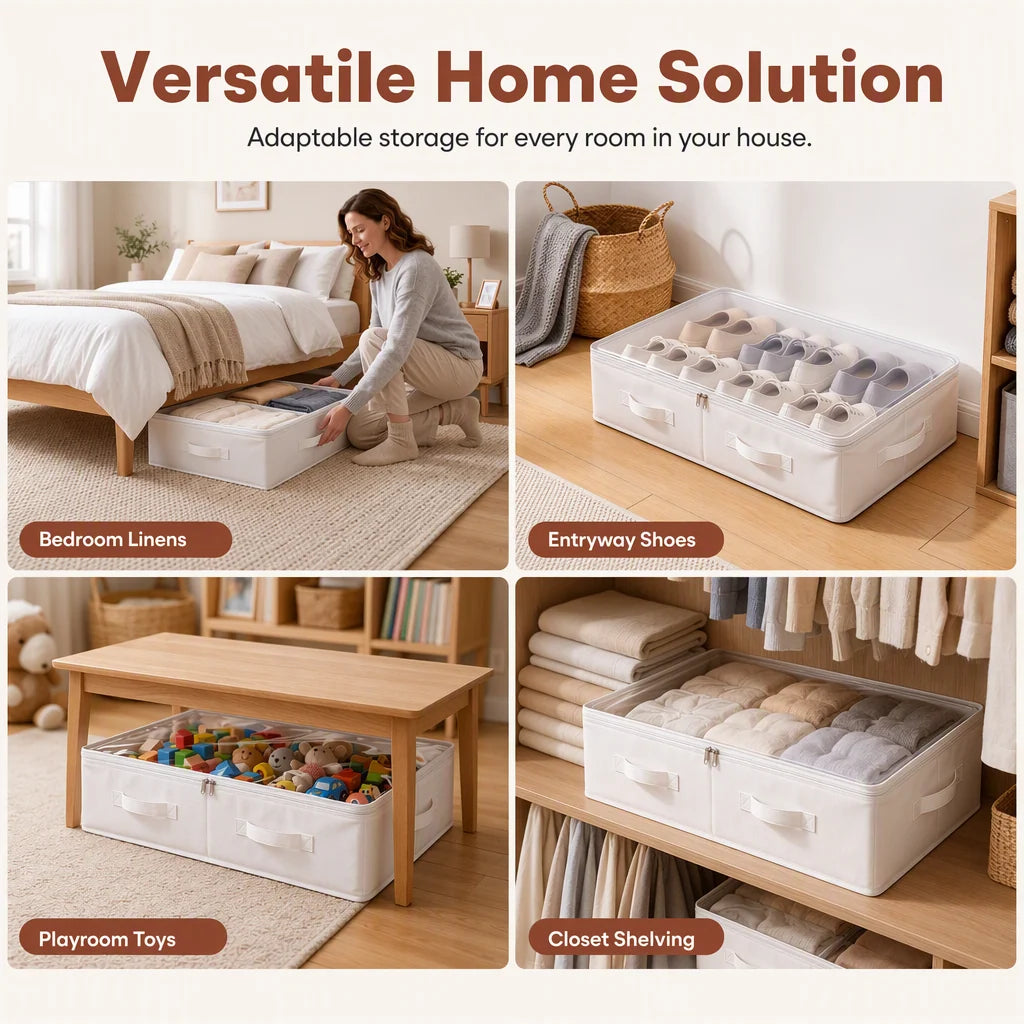 Foldable Underbed Storage Bag with Zipper Lid