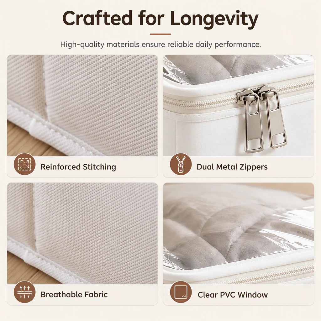 Foldable Underbed Storage Bag with Zipper Lid