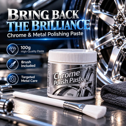 ✨ Chrome Polish Paste – 100g Metal & Chrome Polishing Paste with Application Brush for a Brilliant Mirror-Like Finish