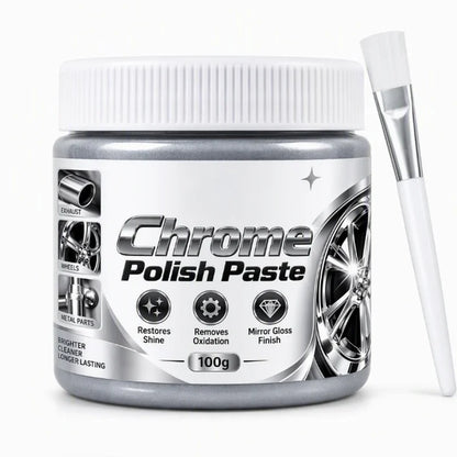 ✨ Chrome Polish Paste – 100g Metal & Chrome Polishing Paste with Application Brush for a Brilliant Mirror-Like Finish