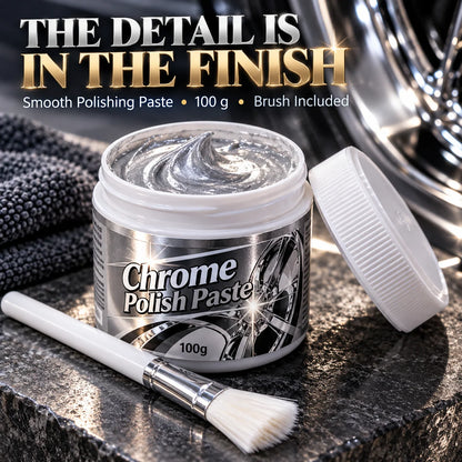 ✨ Chrome Polish Paste – 100g Metal & Chrome Polishing Paste with Application Brush for a Brilliant Mirror-Like Finish